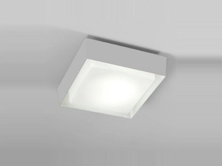 AA1LL1303B stropne svietidlo 2x42W/E27, 35x35cm, biely kov/triplex.sklo