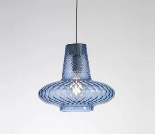 AA1LGL1120 zavesne svietidlo 1x70W/E27, d32/v27cm, modre sklo, Handmade in Italy
